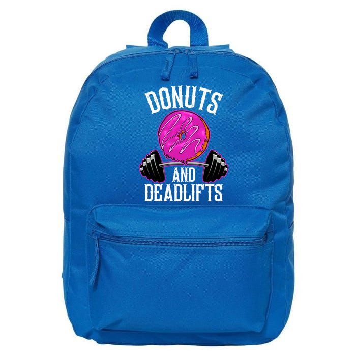 Funny Doughnut Lover Donuts And Deadlifts Fitness Gym Donut Gift 16 in Basic Backpack