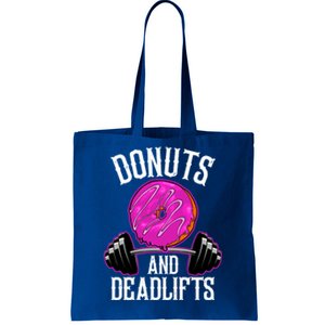 Funny Doughnut Lover Donuts And Deadlifts Fitness Gym Donut Gift Tote Bag