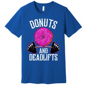 Funny Doughnut Lover Donuts And Deadlifts Fitness Gym Donut Gift Premium T-Shirt