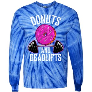 Funny Doughnut Lover Donuts And Deadlifts Fitness Gym Donut Gift Tie-Dye Long Sleeve Shirt