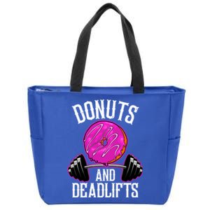 Funny Doughnut Lover Donuts And Deadlifts Fitness Gym Donut Gift Zip Tote Bag