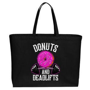 Funny Doughnut Lover Donuts And Deadlifts Fitness Gym Donut Gift Cotton Canvas Jumbo Tote