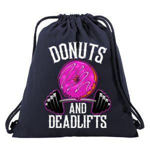 Funny Doughnut Lover Donuts And Deadlifts Fitness Gym Donut Gift Drawstring Bag