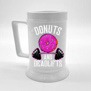 Funny Doughnut Lover Donuts And Deadlifts Fitness Gym Donut Gift Beer Stein