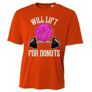 Funny Doughnut Lover Will Lift For Donuts Fitness Gym Donut Cool Gift Cooling Performance Crew T-Shirt