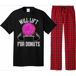 Funny Doughnut Lover Will Lift For Donuts Fitness Gym Donut Cool Gift Pajama Set