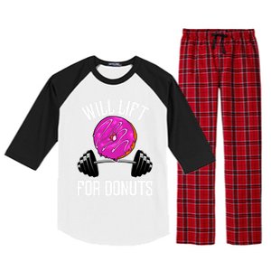 Funny Doughnut Lover Will Lift For Donuts Fitness Gym Donut Cool Gift Raglan Sleeve Pajama Set