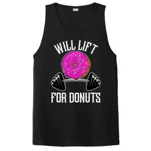 Funny Doughnut Lover Will Lift For Donuts Fitness Gym Donut Cool Gift PosiCharge Competitor Tank