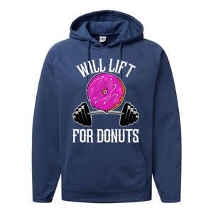 Funny Doughnut Lover Will Lift For Donuts Fitness Gym Donut Cool Gift Performance Fleece Hoodie