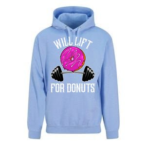 Funny Doughnut Lover Will Lift For Donuts Fitness Gym Donut Cool Gift Unisex Surf Hoodie