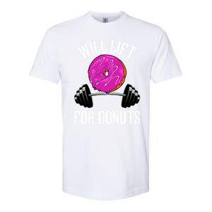 Funny Doughnut Lover Will Lift For Donuts Fitness Gym Donut Cool Gift Softstyle CVC T-Shirt