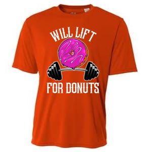 Funny Doughnut Lover Will Lift For Donuts Fitness Gym Donut Gift Cooling Performance Crew T-Shirt