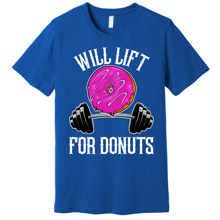 Funny Doughnut Lover Will Lift For Donuts Fitness Gym Donut Gift Premium T-Shirt