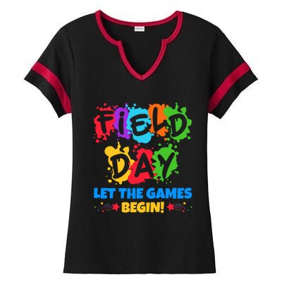 Field Day Let The Games Begin Sporty Day Ladies Halftime Notch Neck Tee