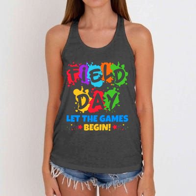 Field Day Let The Games Begin Sporty Day Women's Knotted Racerback Tank