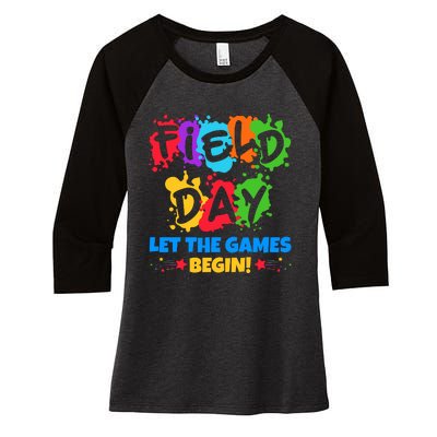 Field Day Let The Games Begin Sporty Day Women's Tri-Blend 3/4-Sleeve Raglan Shirt