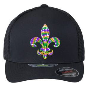 Fleur De Lis Mardi Gras Carnival Symbol New Orlean Tie Dye Flexfit Unipanel Trucker Cap