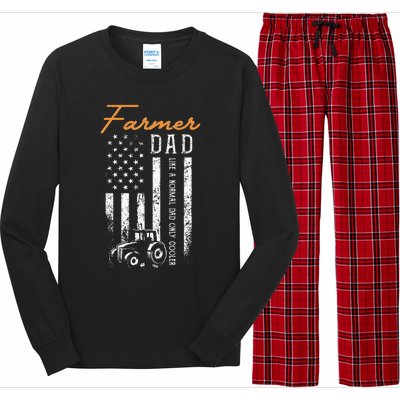 Farmer Dad Like A Normal Dad Only Cooler USA Flag Farming Long Sleeve Pajama Set