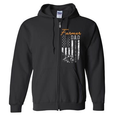 Farmer Dad Like A Normal Dad Only Cooler USA Flag Farming Full Zip Hoodie