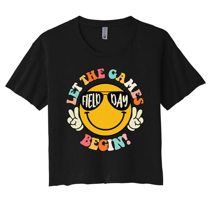 Field Day Let The Games Begin 2025 Teachers Women's Crop Top Tee