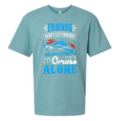 Friends Dont Let Cruise Alone Beach Summer Vacation Gift Sueded Cloud Jersey T-Shirt