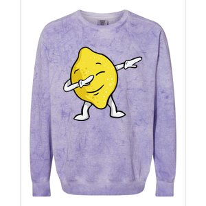 Funny Dabbing Lemon Illustration Lemonade Lover Colorblast Crewneck Sweatshirt