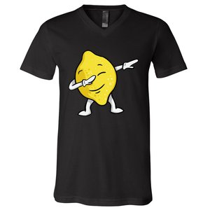 Funny Dabbing Lemon Illustration Lemonade Lover V-Neck T-Shirt