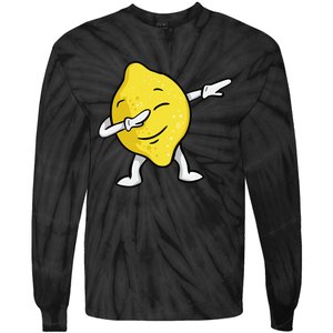 Funny Dabbing Lemon Illustration Lemonade Lover Tie-Dye Long Sleeve Shirt