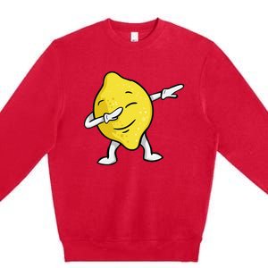 Funny Dabbing Lemon Illustration Lemonade Lover Premium Crewneck Sweatshirt