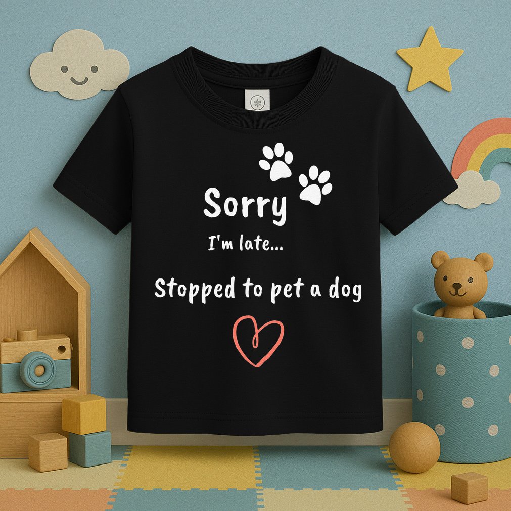 Funny Dog Lover Sorry I'm Late Stopped To Pet A Dog Toddler T-Shirt