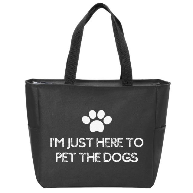 Funny Dog Lover I'm Just Here To Pet The Dogs Humorous Zip Tote Bag