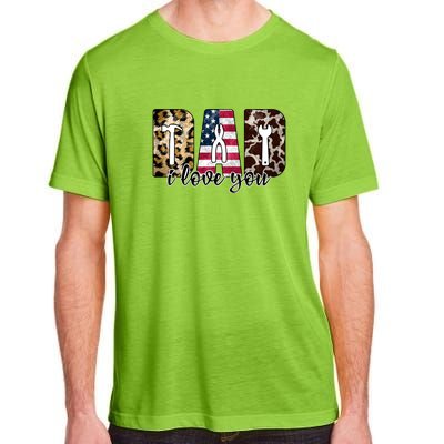 Father's Day Leopard I Love You Dad American Flag Adult ChromaSoft Performance T-Shirt