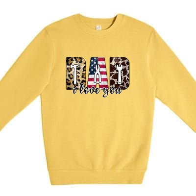 Father's Day Leopard I Love You Dad American Flag Premium Crewneck Sweatshirt