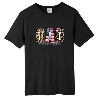 Father's Day Leopard I Love You Dad American Flag Tall Fusion ChromaSoft Performance T-Shirt