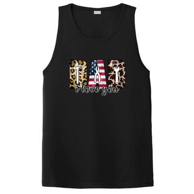 Father's Day Leopard I Love You Dad American Flag PosiCharge Competitor Tank