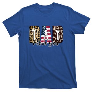 Father's Day Leopard I Love You Dad American Flag T-Shirt