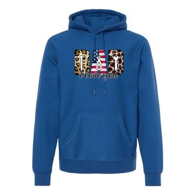 Father's Day Leopard I Love You Dad American Flag Premium Hoodie