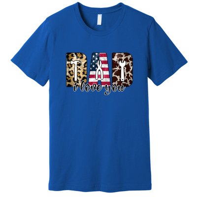 Father's Day Leopard I Love You Dad American Flag Premium T-Shirt