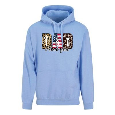 Father's Day Leopard I Love You Dad American Flag Unisex Surf Hoodie