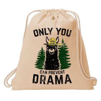 Funny Drama Llama Only You Can Prevent Drama Sarcastic Lover Drawstring Bag