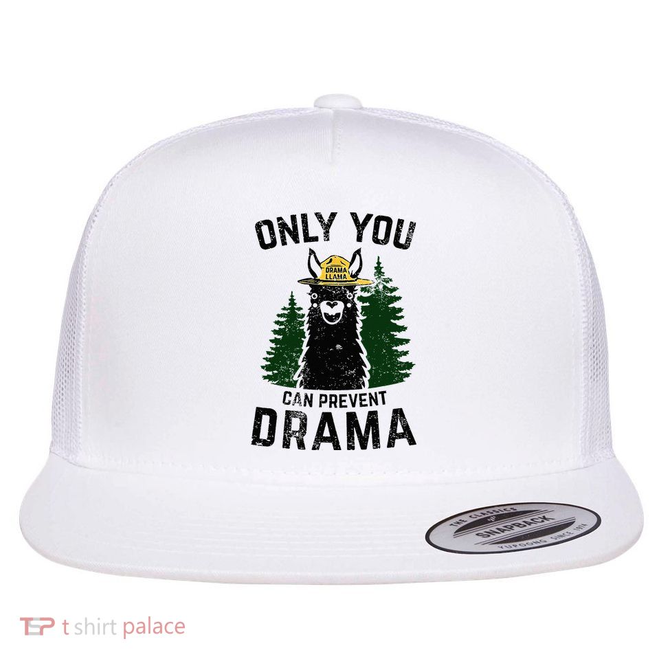 Funny Drama Llama Only You Can Prevent Drama Sarcastic Lover Flat Bill Trucker Hat