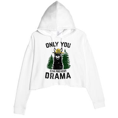 Funny Drama Llama Only You Can Prevent Drama Sarcastic Lover Crop Fleece Hoodie