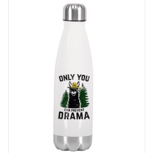 Funny Drama Llama Only You Can Prevent Drama Sarcastic Lover Stainless Steel Insulated Water Bottle