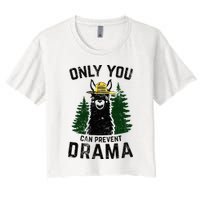 Funny Drama Llama Only You Can Prevent Drama Sarcastic Lover Women's Crop Top Tee