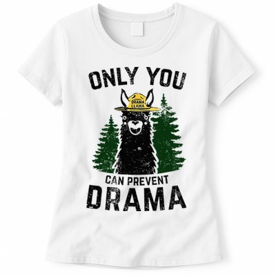 Funny Drama Llama Only You Can Prevent Drama Sarcastic Lover Womens T-Shirt