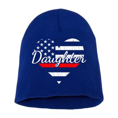 Firefighter Daughter Life Heart The Thin Red Line Heart Gift Short Acrylic Beanie