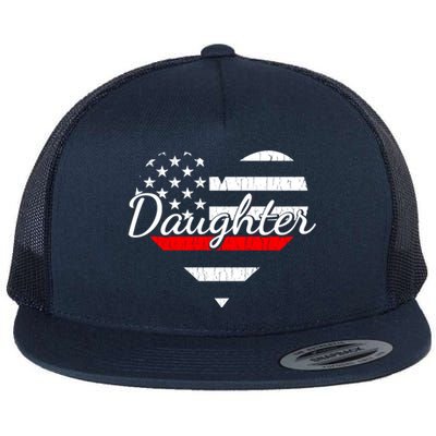 Firefighter Daughter Life Heart The Thin Red Line Heart Gift Flat Bill Trucker Hat