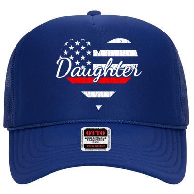 Firefighter Daughter Life Heart The Thin Red Line Heart Gift High Crown Mesh Back Trucker Hat