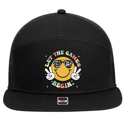 Field Day Let Games Start Teachers Happy Field Day 2024 Gift 7 Panel Mesh Trucker Snapback Hat