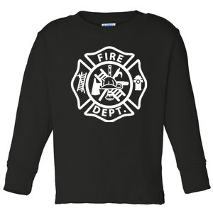 Fire Department Logo Uniform Fireman Symbol Firefighter Gear Toddler Long Sleeve Shirt